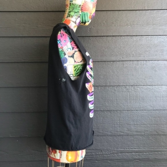 Costume Baldor Rose Thorns Floral Ribs Distressed Muscle Tank Tee - Picture 2 of 9